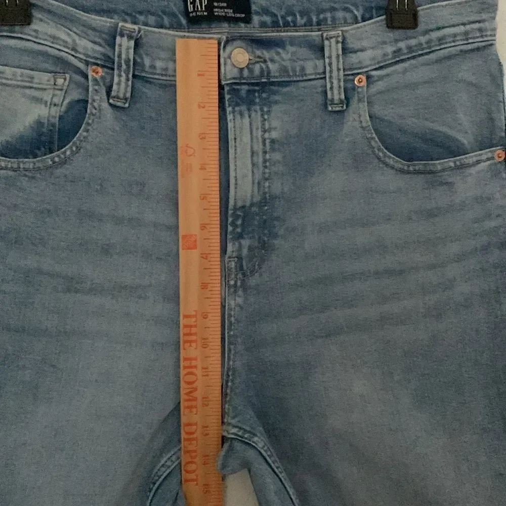 GAP High Rise Wide Leg Crop Light Wash Cotton Blend Women’s Denim Size 18/34